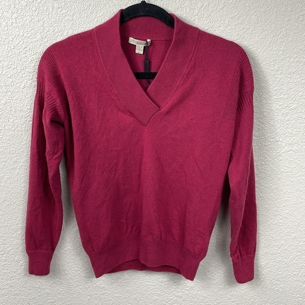 Burberry Brit Cashmere V Neck Sweater Ruby Magenta DIY See Description